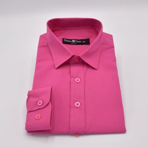 Fuchsia Overhemd Normale Mouwlengte Slanke Pasvorm