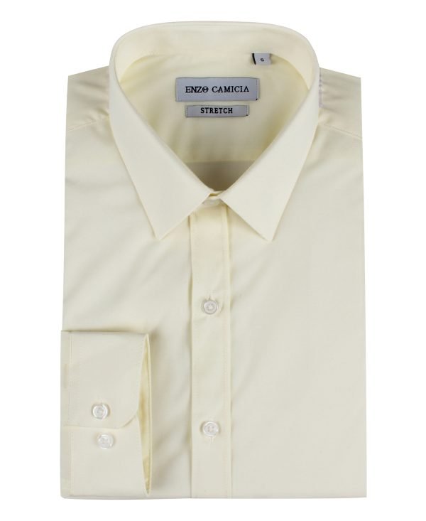 Overhemd ENZOCAMICIA Lange Mouw Stretch Met Slanke Pasvorm Gebroken Wit | Rachelle Off White