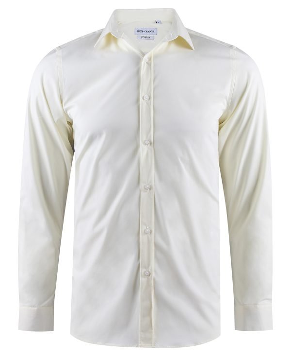Overhemd ENZOCAMICIA Lange Mouw Stretch Met Slanke Pasvorm Gebroken Wit | Rachelle Off White - Afbeelding 3