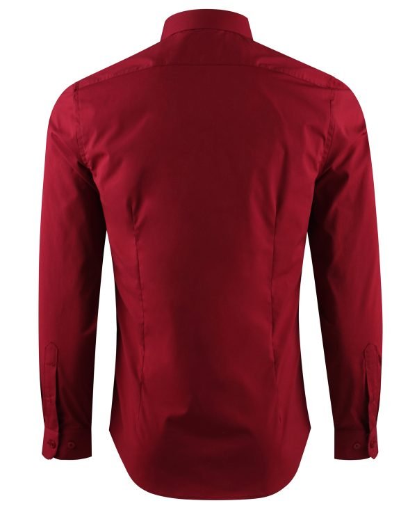 Slim Fit Stretch Overhemd Bordeaux Rood - Afbeelding 2