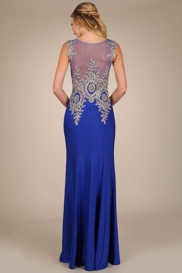 Verleidelijke Jersey Jewel Neckline Zeemeermin Avondjurken Met Staaflijst - Afbeelding 2