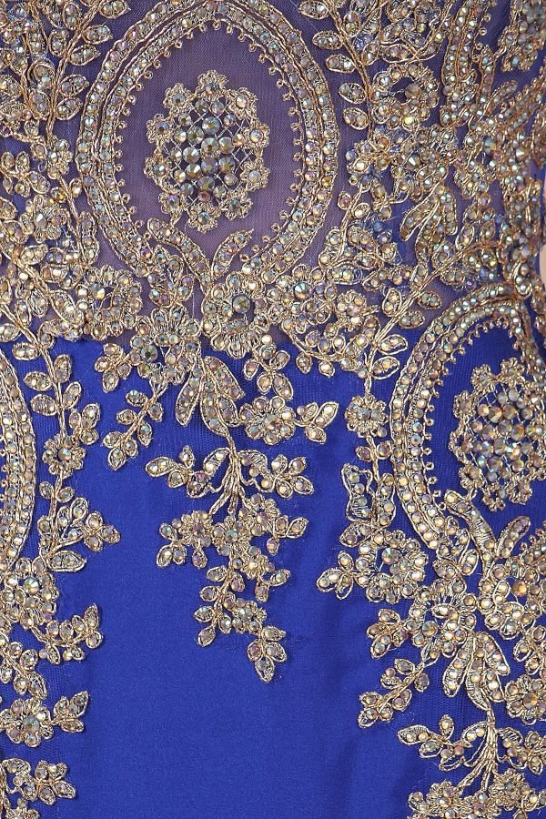 Verleidelijke Jersey Jewel Neckline Zeemeermin Avondjurken Met Staaflijst - Afbeelding 5