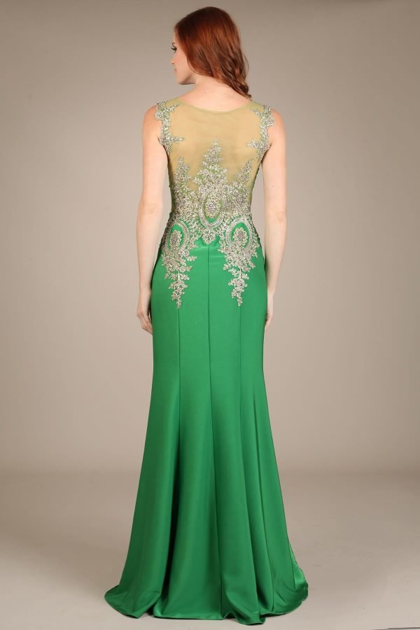 Verleidelijke Jersey Jewel Neckline Zeemeermin Avondjurken Met Staaflijst - Afbeelding 7
