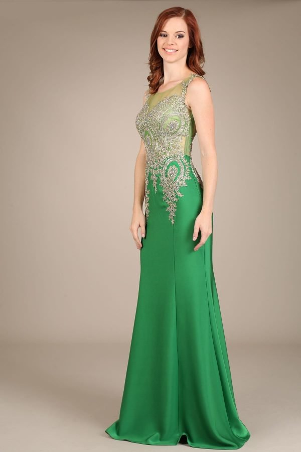 Verleidelijke Jersey Jewel Neckline Zeemeermin Avondjurken Met Staaflijst - Afbeelding 8
