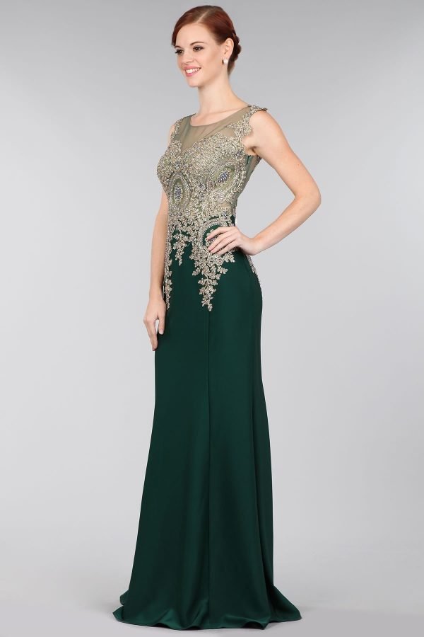 Verleidelijke Jersey Jewel Neckline Zeemeermin Avondjurken Met Staaflijst - Afbeelding 13