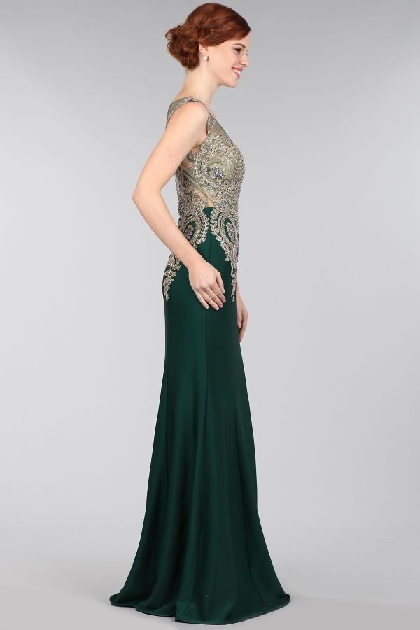 Verleidelijke Jersey Jewel Neckline Zeemeermin Avondjurken Met Staaflijst - Afbeelding 14