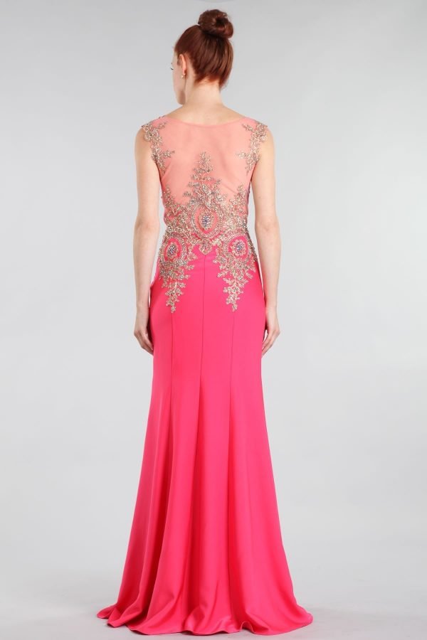 Verleidelijke Jersey Jewel Neckline Zeemeermin Avondjurken Met Staaflijst - Afbeelding 17