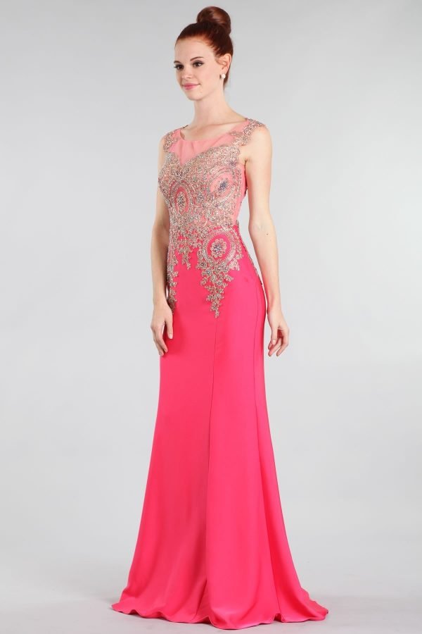 Verleidelijke Jersey Jewel Neckline Zeemeermin Avondjurken Met Staaflijst - Afbeelding 18