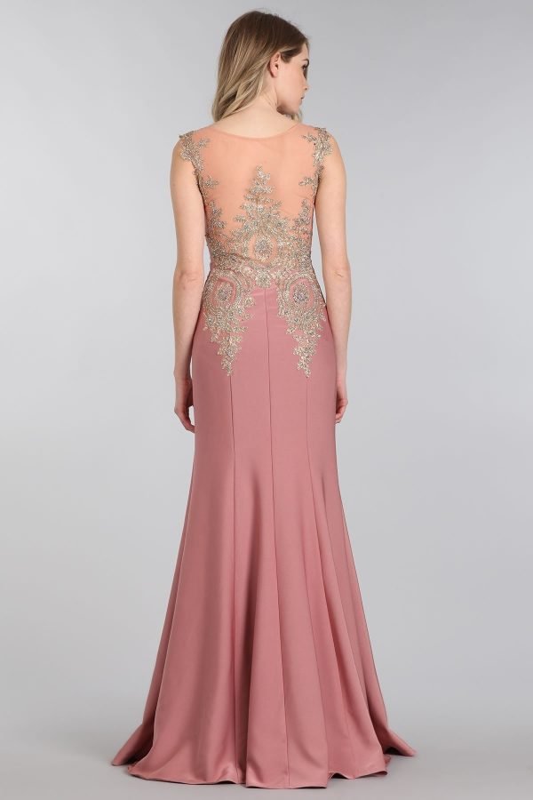 Verleidelijke Jersey Jewel Neckline Zeemeermin Avondjurken Met Staaflijst - Afbeelding 22